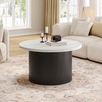 31.5" Round Coffee Table, Tambour Design, Marble Color, alternate view 3