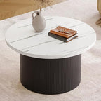 31.5" Round Coffee Table, Tambour Design, Marble Color, alternate view 4