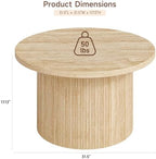31.5" Round Coffee Table, Tambour Design, Travertine Color, alternate view 2