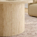 31.5" Round Coffee Table, Tambour Design, Travertine Color, alternate view 7