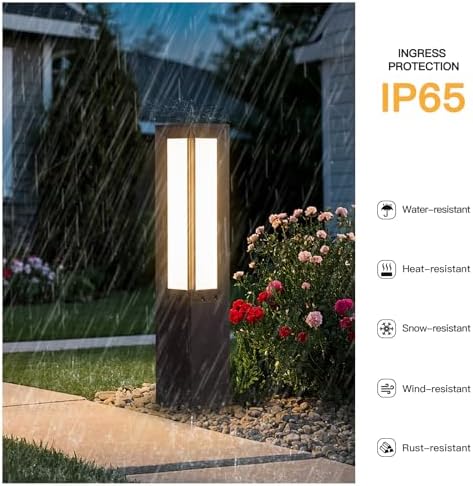 31.5" Solar Pathway Lights Outdoor, Dusk to Dawn Landscape Path Lights in Black Grey, alternate view 3