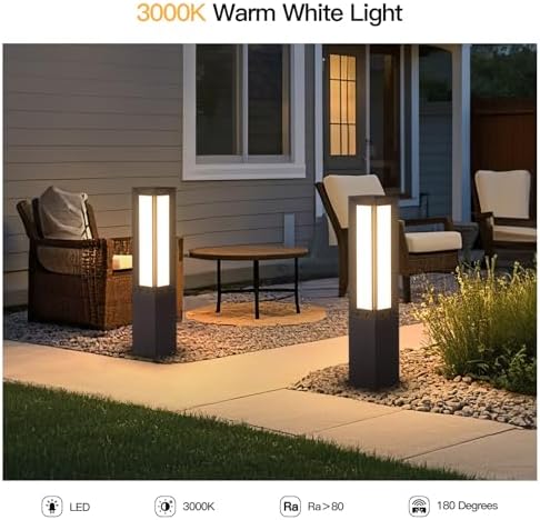 31.5" Solar Pathway Lights Outdoor, Dusk to Dawn Landscape Path Lights in Black Grey, alternate view 6