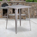 31.5" Sq Silver Metal Bar Height Table