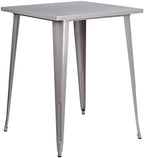 31.5" Sq Silver Metal Bar Height Table, alternate view 3