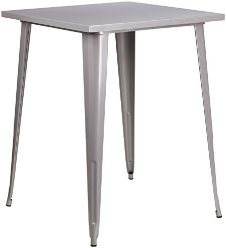 31.5" Sq Silver Metal Bar Height Table, alternate view 3
