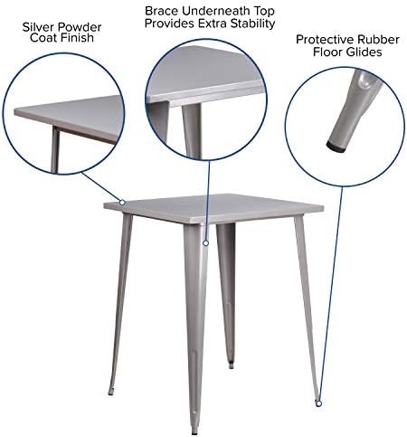 31.5" Sq Silver Metal Bar Height Table, alternate view 4