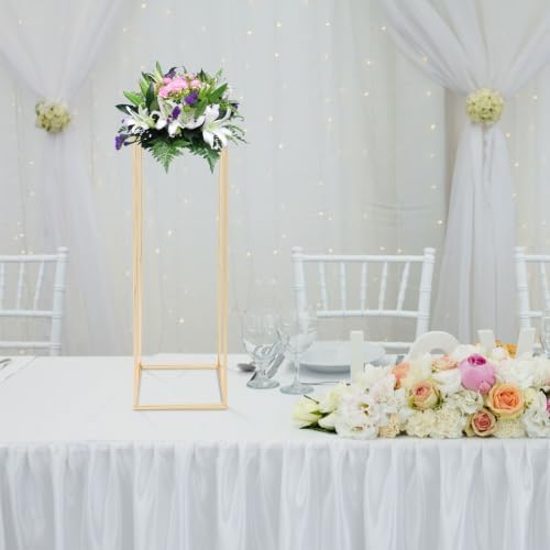 31 in Gold Wedding Flower Stand with Acrylic Top Panel, alternate view 2