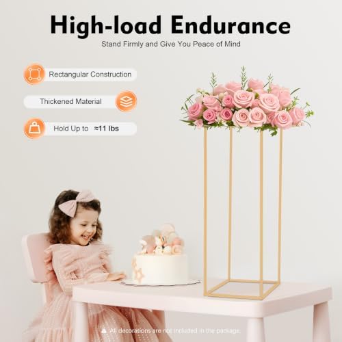 31 in Gold Wedding Flower Stand with Acrylic Top Panel, alternate view 4
