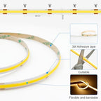 32.8ft COB LED Strip Light Warm White, High Bright LED Strips with 320LEDs, RF Remote and UL Power Supply, 3000K, alternate