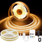 32.8ft COB LED Strip Light Warm White, High Bright LED Strips with 320LEDs, RF Remote and UL Power Supply, 2700K
