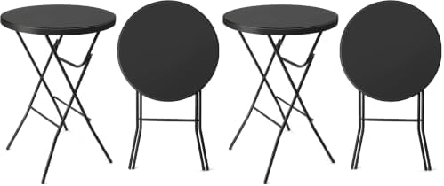 32" Cocktail Table, Folding Round Table Bar Height, High Top Table (Pack of 2)