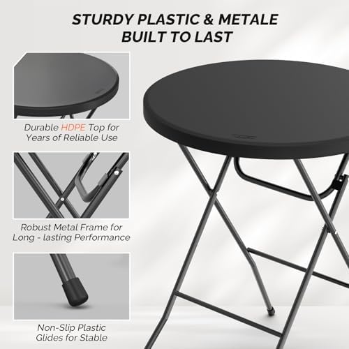 32" Cocktail Table, Folding Round Table Bar Height, High Top Table (Pack of 2), alternate view 4