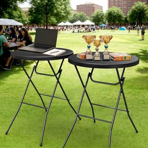 32" Cocktail Table, Folding Round Table Bar Height, High Top Table (Pack of 2), alternate view 6