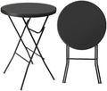 32" Cocktail Table High Top Table, Folding Round Table Bar Height, HDPE Matrial with Gray Metal Finish for