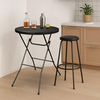 32" Cocktail Table High Top Table, Folding Round Table Bar Height, HDPE Matrial with Gray Metal Finish for, alternate view 2