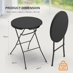 32" Cocktail Table High Top Table, Folding Round Table Bar Height, HDPE Matrial with Gray Metal Finish for, alternate view 3
