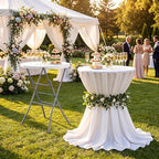 32" Folding Cocktail Table, HDPE Round High Top Table with Metal Frame, alternate view 2