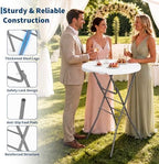 32" Folding Cocktail Table, HDPE Round High Top Table with Metal Frame, alternate view 4