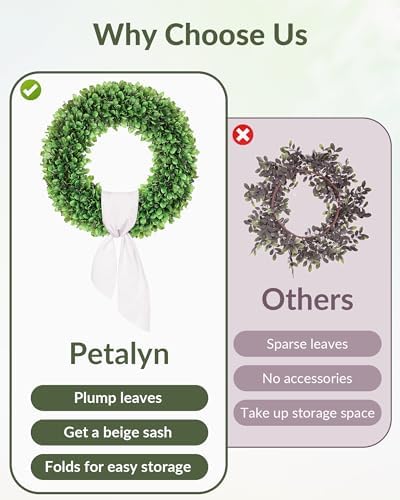 32 inch Artificial Large Boxwood Wreath for Front Door, Greenery Spring Summer Wreath for All Seasons, St, alternate view 4