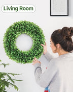 32 inch Artificial Large Boxwood Wreath for Front Door, Greenery Spring Summer Wreath for All Seasons, St, alternate view 5