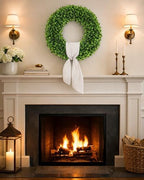 32 inch Artificial Large Boxwood Wreath for Front Door, Greenery Spring Summer Wreath for All Seasons, St, alternate view 7