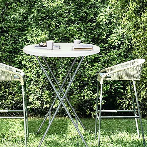 32 Inch Cocktail Tables Set of 2, Round Folding Bar Height, White in White, alternate view 2