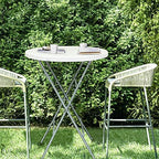32 Inch Cocktail Tables Set of 2, Round Folding Bar Height, White in White, alternate view 2