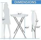 32 Inch Cocktail Tables Set of 2, Round Folding Bar Height, White in White, alternate view 3