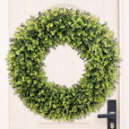 32 Inch Extra Large Boxwoods Green Spring Artificial Wreath for Front Door, Year Round Spring Summer Winter