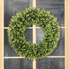 32 Inch Extra Large Boxwoods Green Spring Artificial Wreath for Front Door, Year Round Spring Summer Winter, alternate view 6
