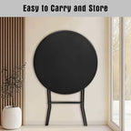 32-Inch Folding Cocktail Table, Bar Height Round Table, 2 Pack, Black in Black, alternate view 6