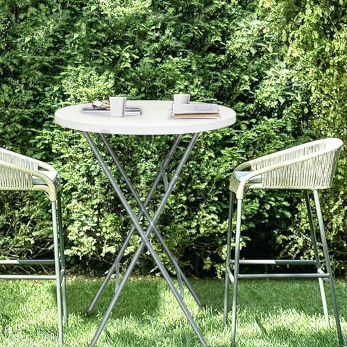 32-Inch Folding Cocktail Table, Bar Height Round Table, 2 Pack, White in White, alternate view 7