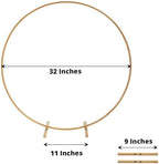 32 inch Gold Metal Round Hoop Wedding Centerpiece, Large Scale Self Standing Floral Frame for Head Tables and, alternate view