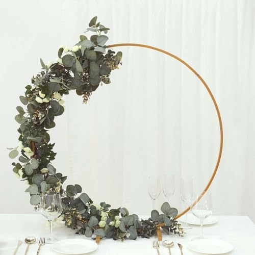 32 inch Gold Metal Round Hoop Wedding Centerpiece, Large Scale Self Standing Floral Frame for Head Tables and, alternate view
