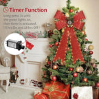 32 Inch Large Red Bows Christmas Decorations, 118 Led Lighted Giant Bow with 8 Light Functions &Timer, Golden, alternate view