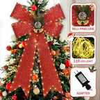 32 Inch Large Red Bows Christmas Decorations, 118 Led Lighted Giant Bow with 8 Light Functions &Timer, Golden, alternate view