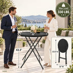 32 Inch Round 43 Inch Bar Height Folding Table, Black Commercial Cocktail High Top Table with Removable Legs, alternate view