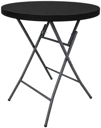 32 Inch Round 43 Inch Bar Height Folding Table, Black Commercial Cocktail High Top Table with Removable Legs, alternate view