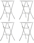 32 Inch Round 43 Inch Bar Height White Granite Folding Patio Table Set of 4