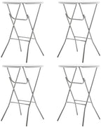 32 Inch Round 43 Inch Bar Height White Granite Folding Patio Table Set of 4