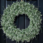 32" Large Artificial Eucalyptus Wreath for Front Door Decor (White-Green) in White-green