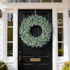 32" Large Artificial Eucalyptus Wreath for Front Door Decor (White-Green) in White-green, alternate view 2