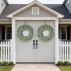 32" Large Artificial Eucalyptus Wreath for Front Door Decor (White-Green) in White-green, alternate view 4