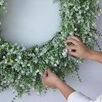 32" Large Artificial Eucalyptus Wreath for Front Door Decor (White-Green) in White-green, alternate view 6