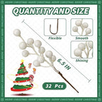 32 Pack Christmas Picks Artificial Christmas Tree Berries 6.5 Inch Holly Berry Stems for Winter Xmas Holiday DIY, alternate