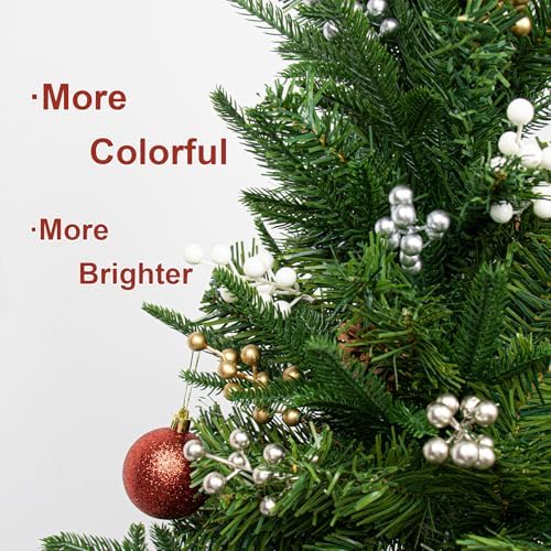 32 Pack Christmas Picks Artificial Christmas Tree Berries 6.5 Inch Holly Berry Stems for Winter Xmas Holiday DIY, alternate