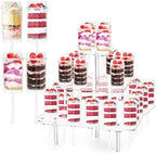 32 Pack Push Cake Pop Containers & 32 Holes Acrylic Clear Cake Stand, Plastic Reusable Round Shaped Push Up