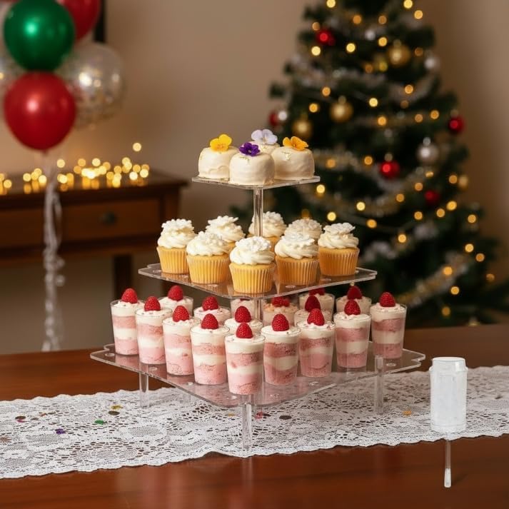 32 Pack Push Cake Pop Containers & 32 Holes Acrylic Clear Cake Stand, Plastic Reusable Round Shaped Push Up, alternate view 2