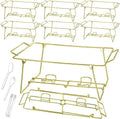 32 Pack Wire Buffet Rack Stand Folding Chafing Stand Chrome Frame Serving Trays Food Warmer with Plastic Tongs