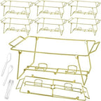 32 Pack Wire Buffet Rack Stand Folding Chafing Stand Chrome Frame Serving Trays Food Warmer with Plastic Tongs